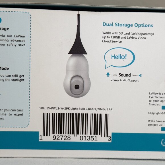 LaView Wi-Fi Smart Light Bulb L2 2K Security Camera Pan Tilt IP HD Cam (2-Pack) - Picture 2 of 14